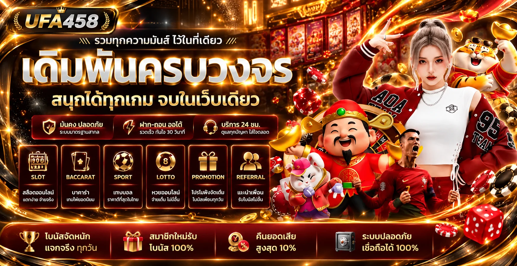 ภาพรวมหมวดเกมและทางเข้า UFA458